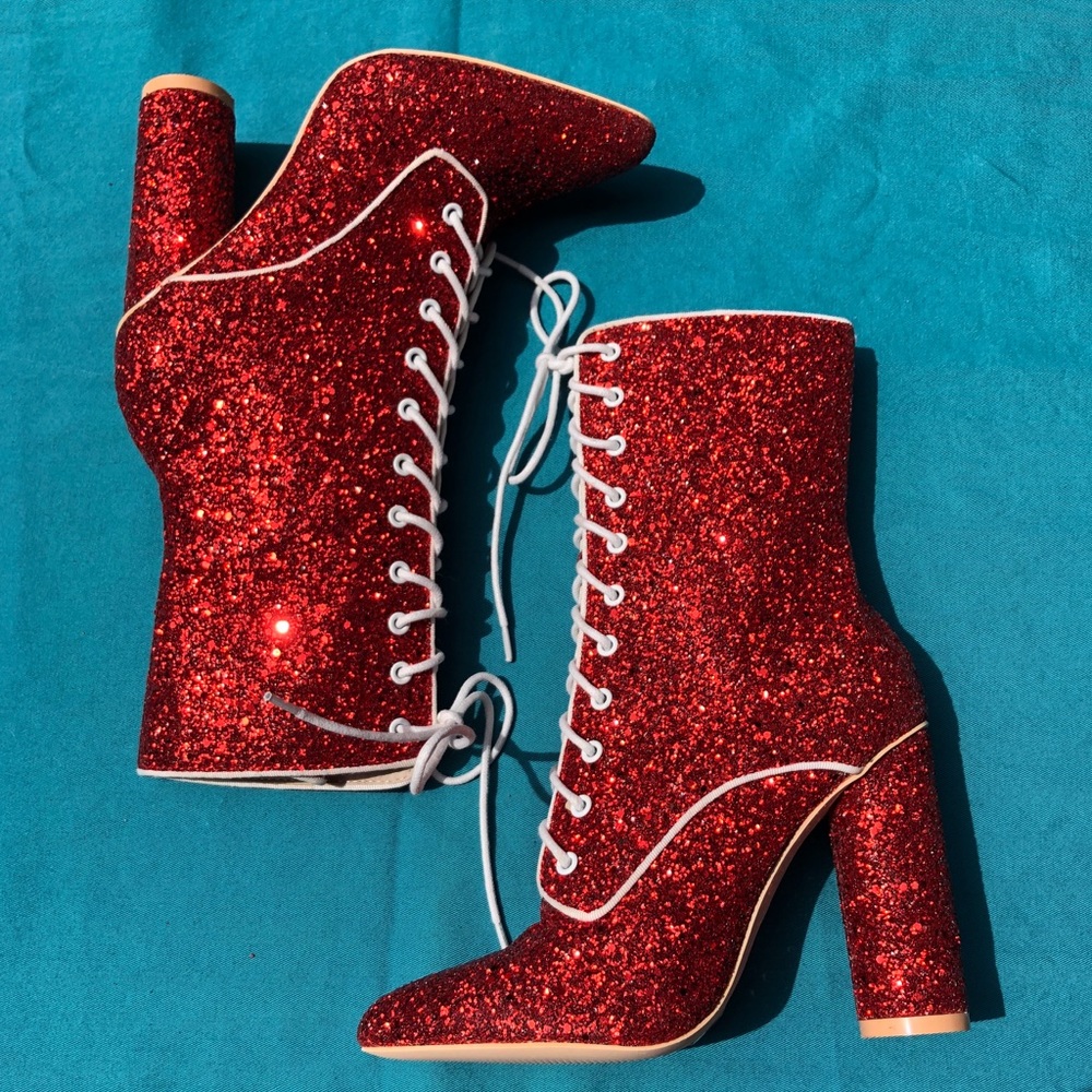 Sparkly Red Glitter Boots